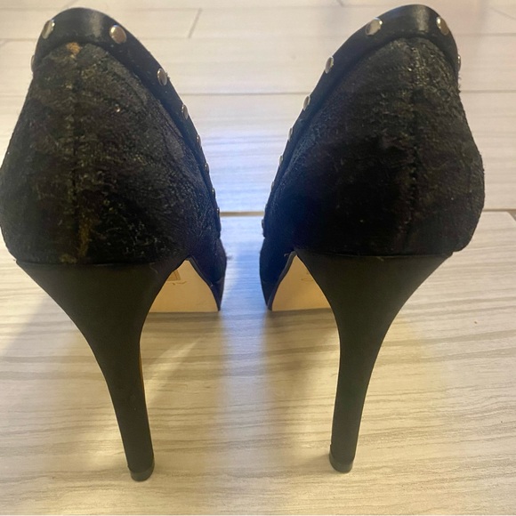 ALDO Bow and Lace Open Toe High Heels in Black, Size 8 - Picture 3 of 6